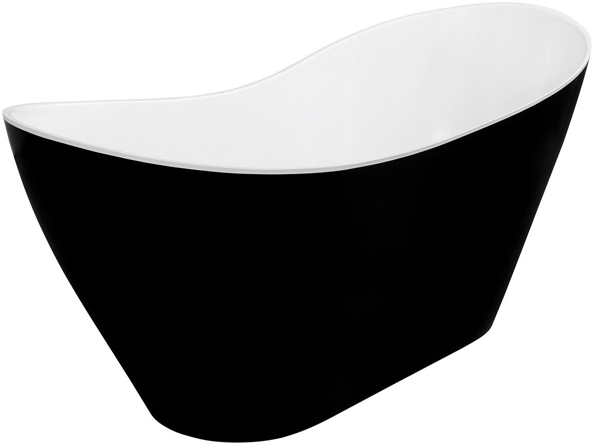 Besco Viya Black&White wanna wolnostojąca 160x70 cm czarny mat/biały połysk/chrom #WMMC-160V