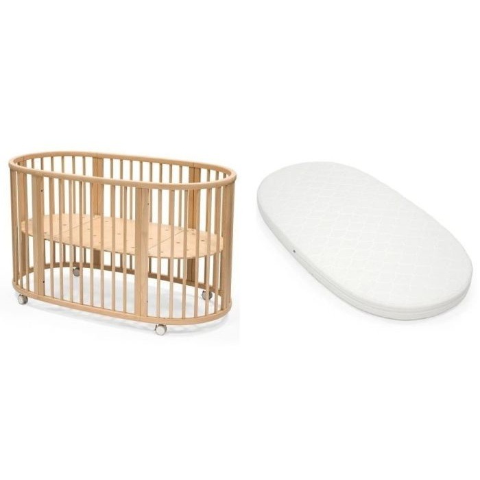 Stokke Sleepi Bed + Mattress + Fitted Sheet - łóżeczko z materacem i prześcieradłem-Natural-Lavender