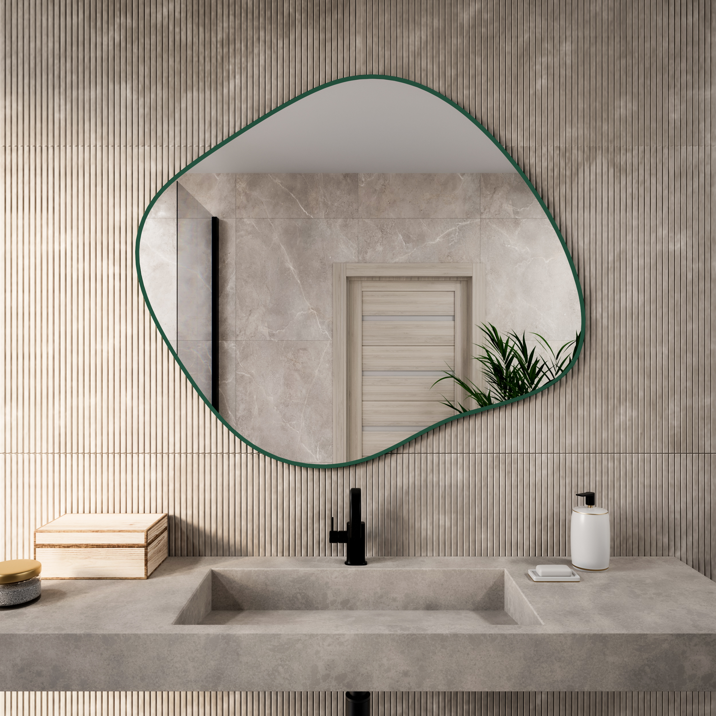 Darmowa Dostawa - Lustro 50x43 cm zielony Baltica Design Tiny Border Stain III 5904107931906