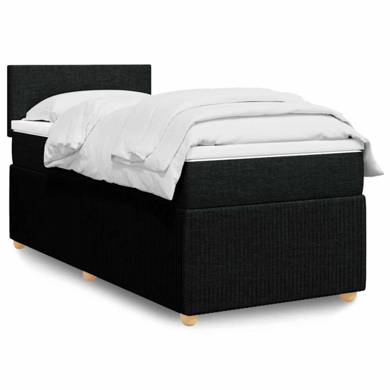 Łóżko z materacem WaszeMeble 90x190 cm Czarny tkanina WM-3287306 1 szt.