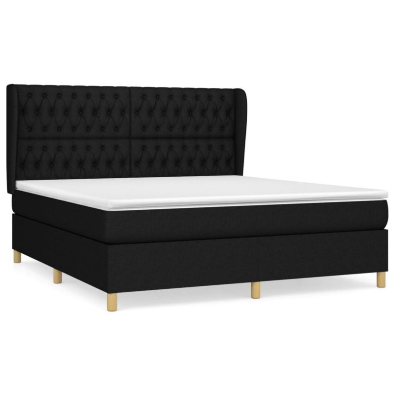 Łóżko z materacem WaszeMeble 180x200 cm Czarny tkanina WM-3128783 1 szt.