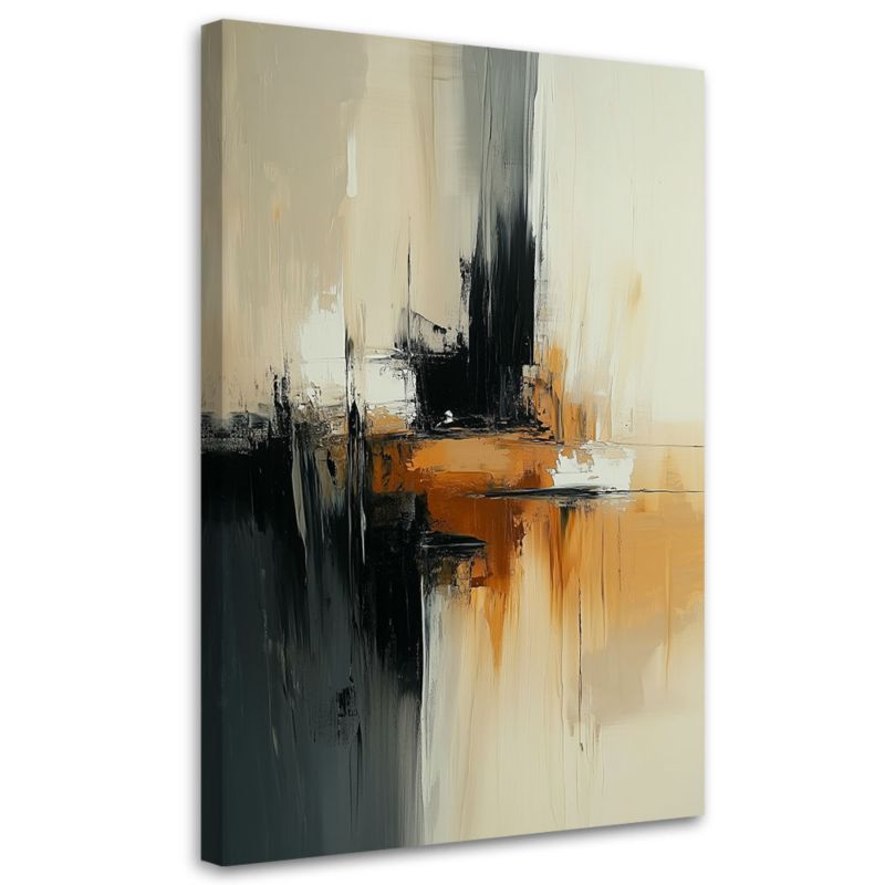 Obraz do salonu Feeby Abstrakcja beżowy pomarańczowy czarny 70x100cm 1szt