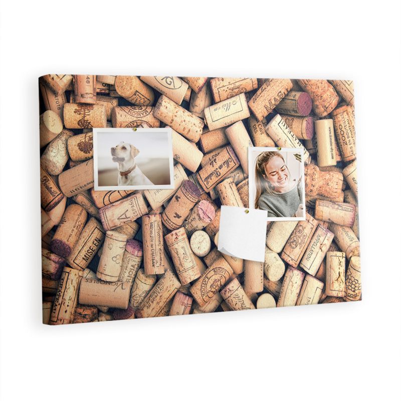 Tablica Korkowa Na Płótnie Tulup 60x40 cm Winiarski motyw zatyczek Ozdobna loft Pinezki kolorowe 1 kpl