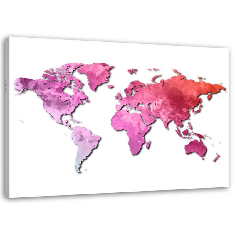 Obraz na płótnie Feeby Różowa mapa świata 60x40cm 1szt