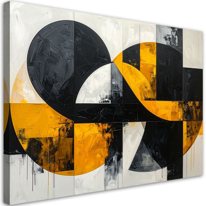 Obraz do salonu sypialni biura loftu Feeby Geometryczna imitacja tekstury zółty czarny 100x70cm 1szt
