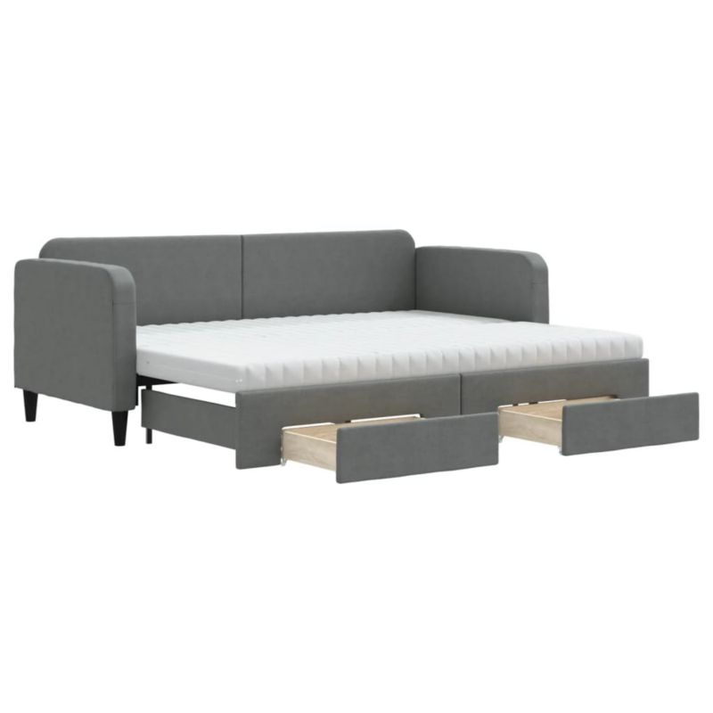 Sofa rozkładana WaszeMeble 80x200 cm Ciemnoszary tkanina z szufladami WM-3196866 1 szt.