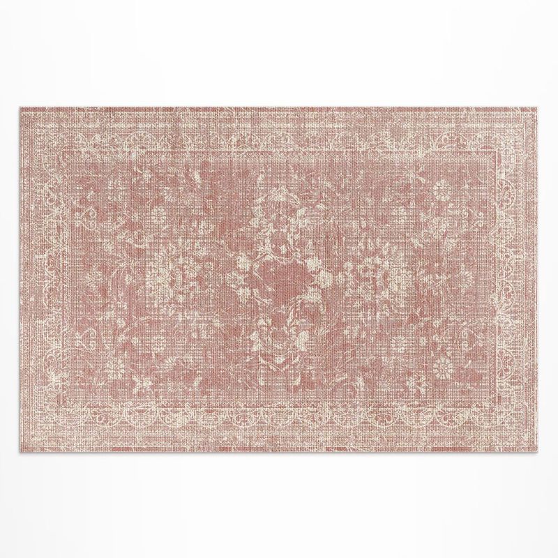 Dywan Winylowy Zewnętrzny Wallfluent 120x180 cm Pudroworóżowy wytarty wzór kwiatowy vintage 1 szt.