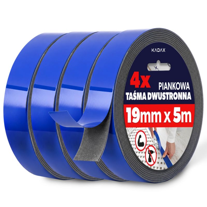 Taśma KADAX piankowa dwustronna montażowa 5m x 19mm 4 szt.