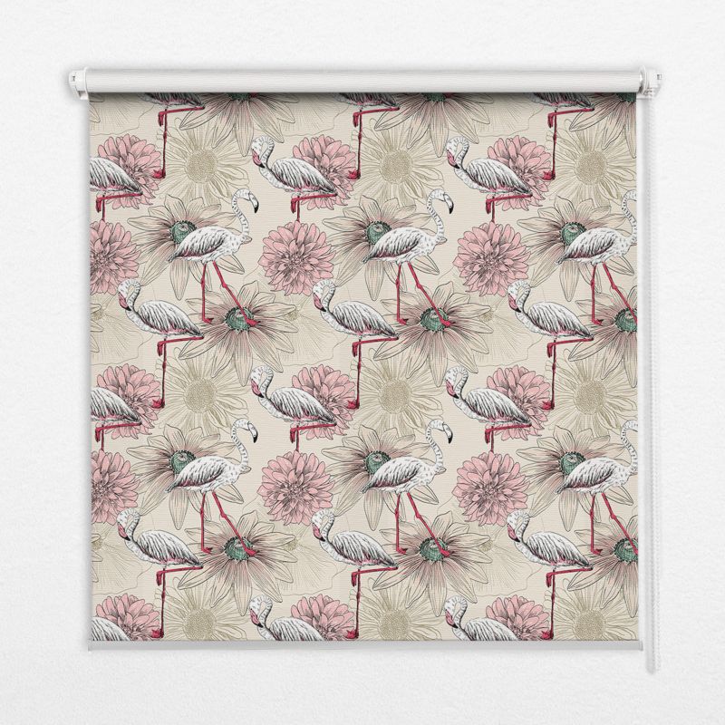 Roleta Przepuszczające Światło Tulup 150x140 cm Białe Flamingi Montaż do ściany/sufitu 1 szt.