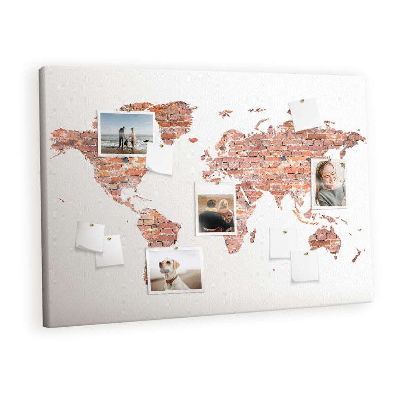 Tablica Korkowa Z Nadrukiem Na Płótnie Tulup 120x80 cm Stara mapa z cegły Na zdjęcia Pinezki metaliczne 1 kpl