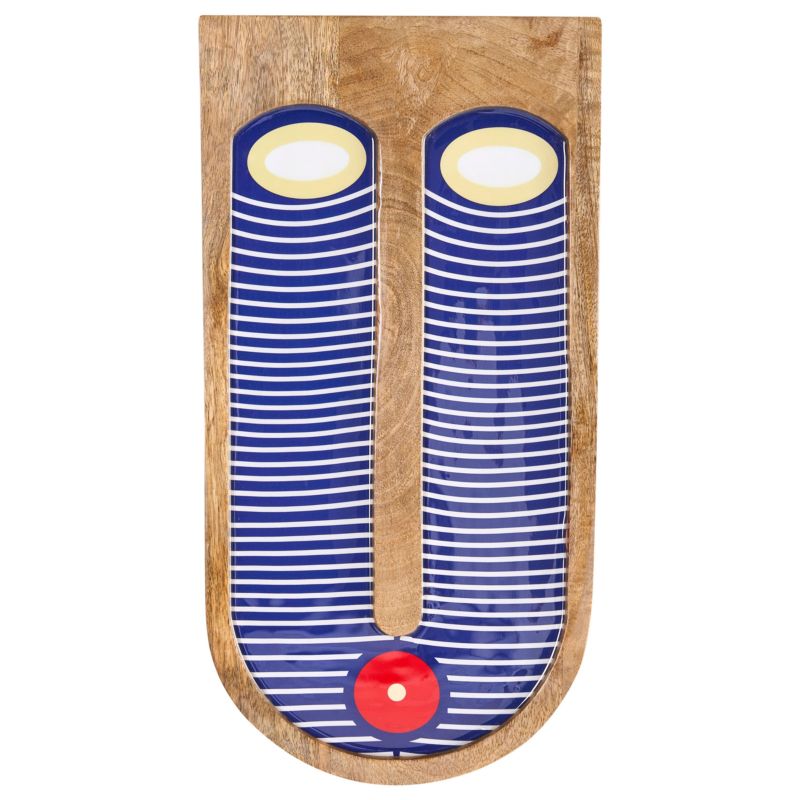 Dekoracja ścienna Twarz Jimeta Drewno mango 40 cm Niebieski 1 szt.