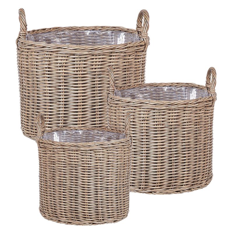 Zestaw 3 koszy na kwiaty Pendula 33/37/45 cm Naturalny Technorattan 1 kpl