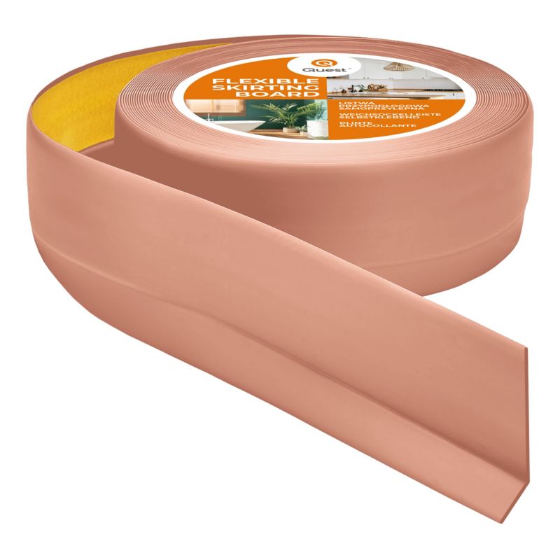 Listwa przypodłogowa PCV 50x20 mm QUEST, samoprzylepna elastyczna, miękka listwa podłogowa, cokołowa - 20m, jasny brąz, 1 szt.