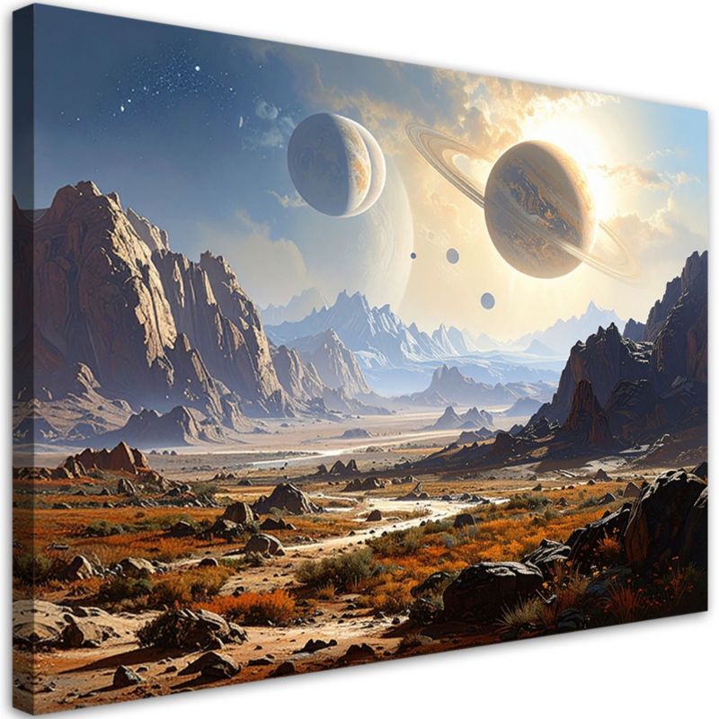 Obraz do salonu sypialni kuchni biura Feeby Planety kosmos góry natura 45x30cm 1szt