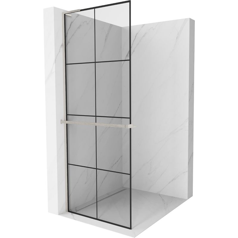Ścianka prysznicowa z półką Mexen Kioto+ L czarny wzór 80x200 cm 800-080-123-97-77 1 szt.