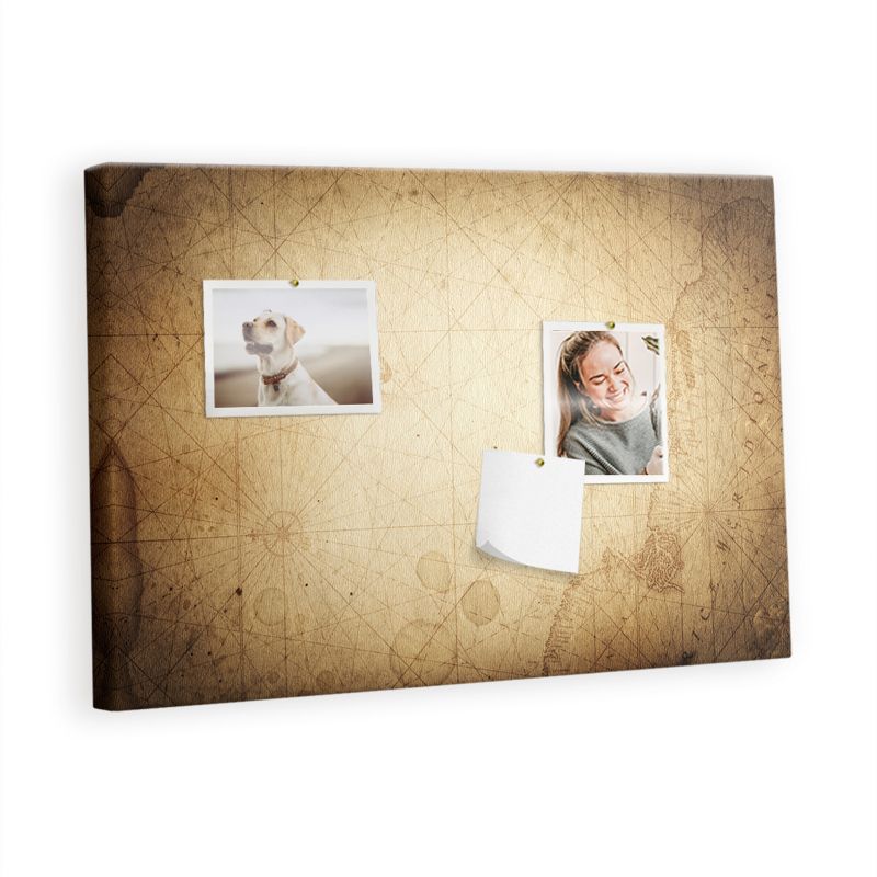 Organizer Ścienny Tablica Korkowa Na Płótnie Tulup 60x40 cm Archiwalny glob ziemski sepia Pinezki drewniane 1 kpl