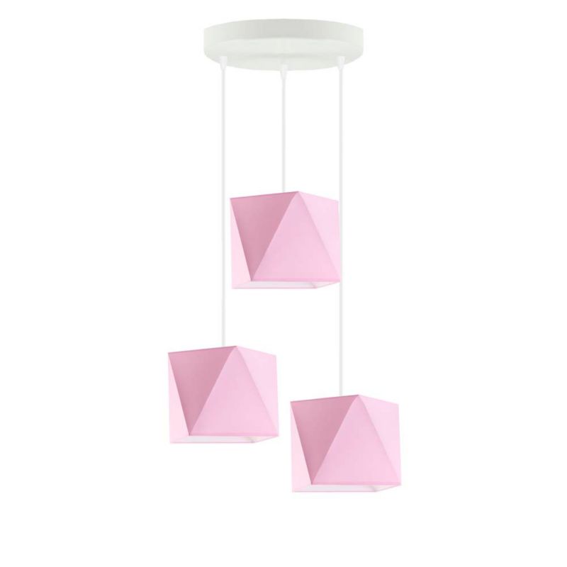 Lampa wisząca zwis Volta Light Factory żyrandol sufitowa z abażurami diament Różowy BURNE Z3 1szt.
