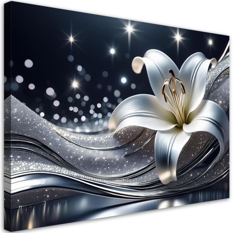 Obraz do salonu sypialni Feeby Diament Srebrny Kwiat 60x40 cm 1szt