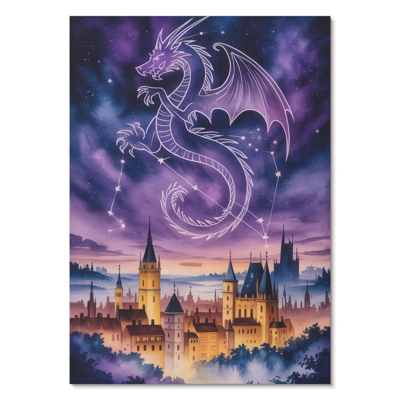 Plakat na Ścianę Tulup 21x29,7 cm (A4) Smok i zamek Do sypialni, salonu, biura 1 szt.