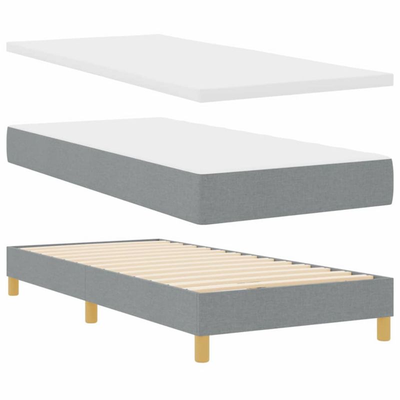 Łóżko z materacem WaszeMeble 90x200 cm Jasnoszary tkanina WM-3340255 1 szt.