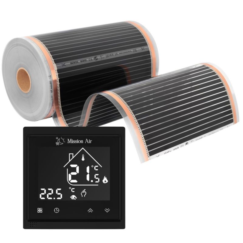 Zestaw folii grzewczych na podczerwień Mission Air Silver 160W 20m²,szer.50cm +Libra Czarny 1szt