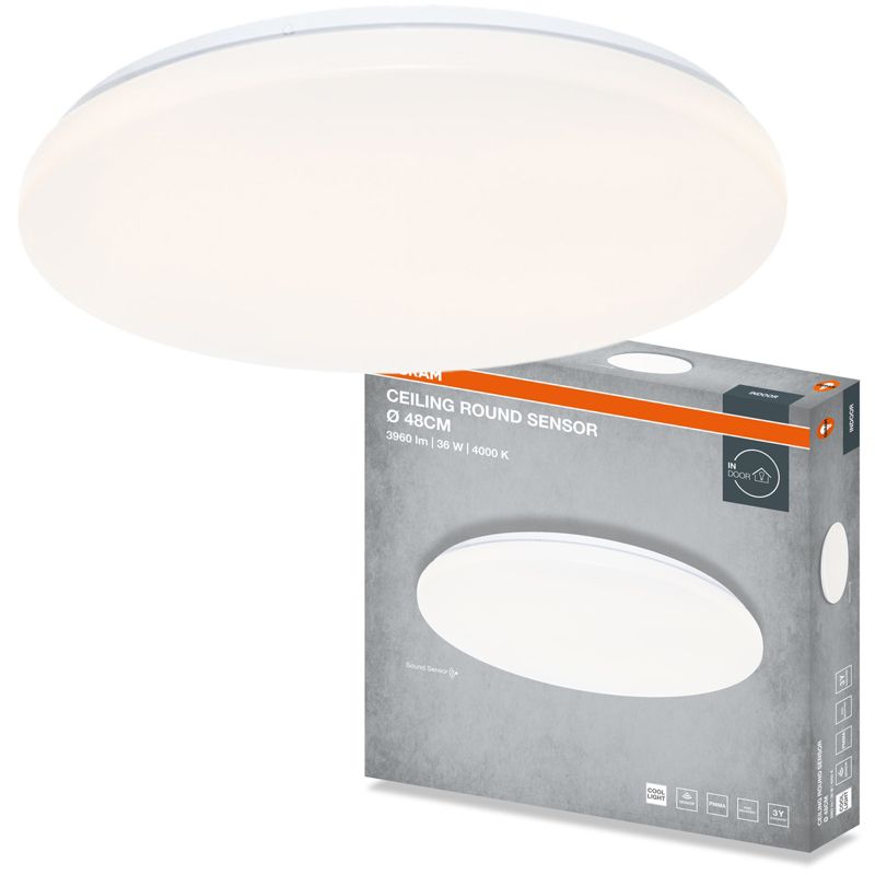 Plafon Osram Round Lampa Sufitowa Plafon LED Czujnik Dźwięku i Światła 36W 2880lm 4000K Okrągły Biały 1 szt.