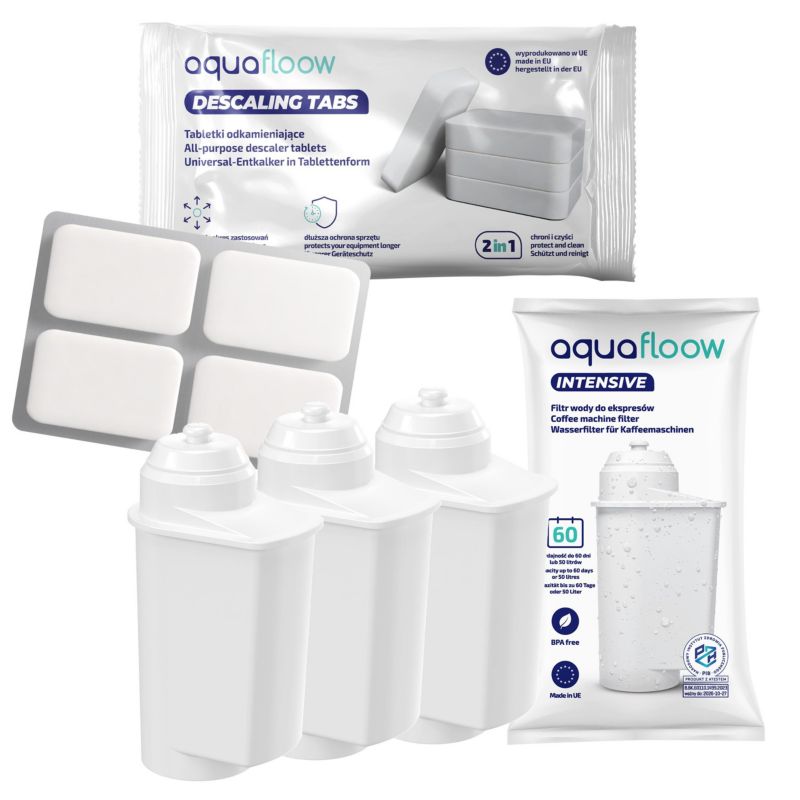 Filtr wody, AquaFloow, do ekspresu Siemens, 3szt + odkamieniacz w tabletkach, zamiennik TZ70003, 1szt.