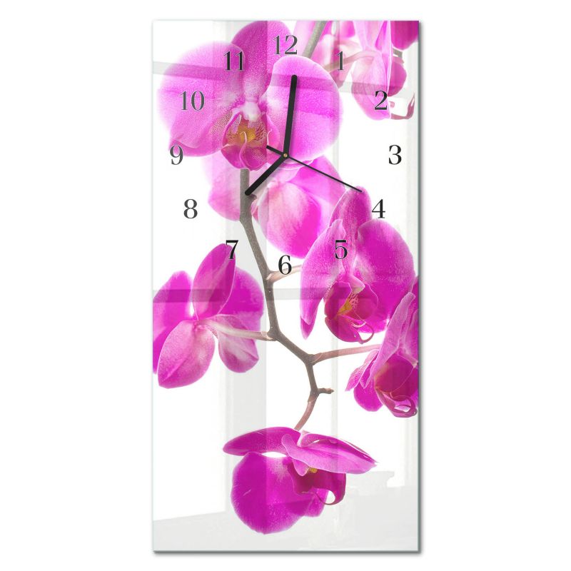 Dekoracyjny Zegar Ścienny Tulup 30x60 cm z Czarnymi Wskazówkami Orchidee 1 szt.