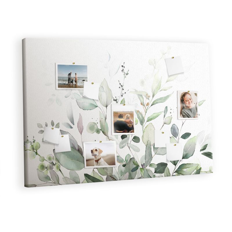 Tablica Korkowa Z Pinezkami Tulup 120x80 cm Botaniczne liście natura Organizer ścienny Pinezki metaliczne 1 kpl