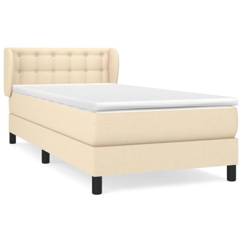 Łóżko z materacem WaszeMeble 90x200 cm Kremowy tkanina WM-3126538 1 szt.