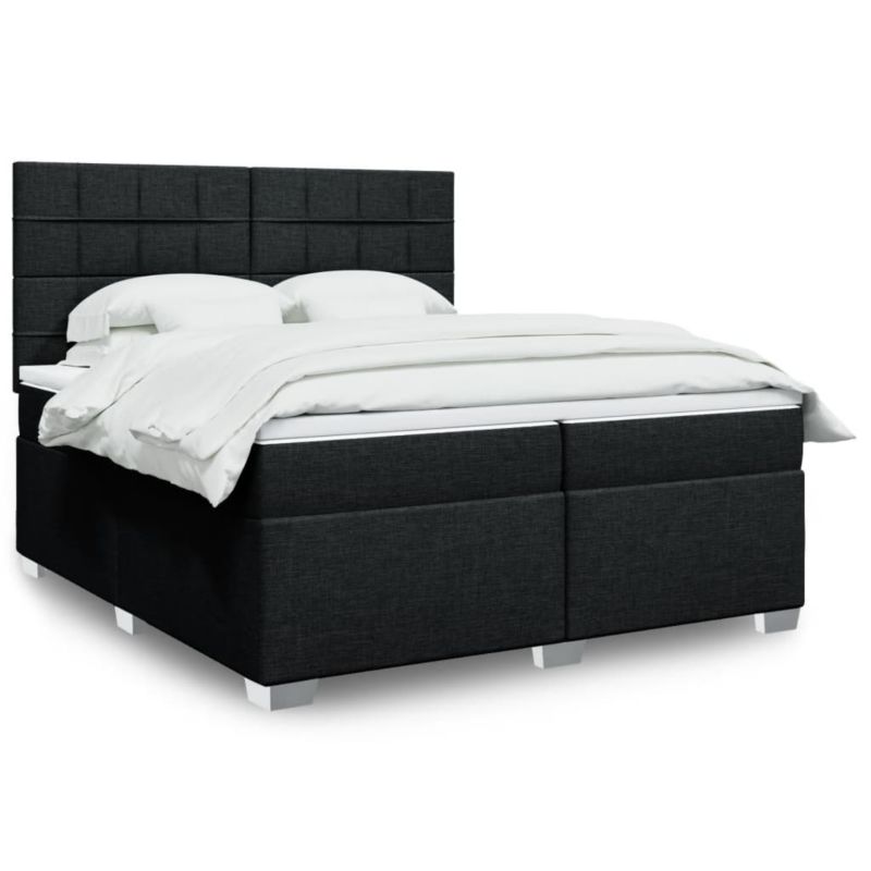 Łóżko z materacem WaszeMeble 200x200 cm Czarny tkanina WM-3290597 1 szt.