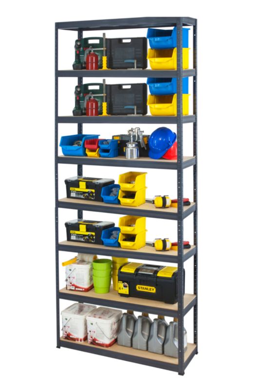 Regał metalowy MODO24 magazynowy grafit premium helios 270x180x45cm 8 półek po 175 kg 1 szt.