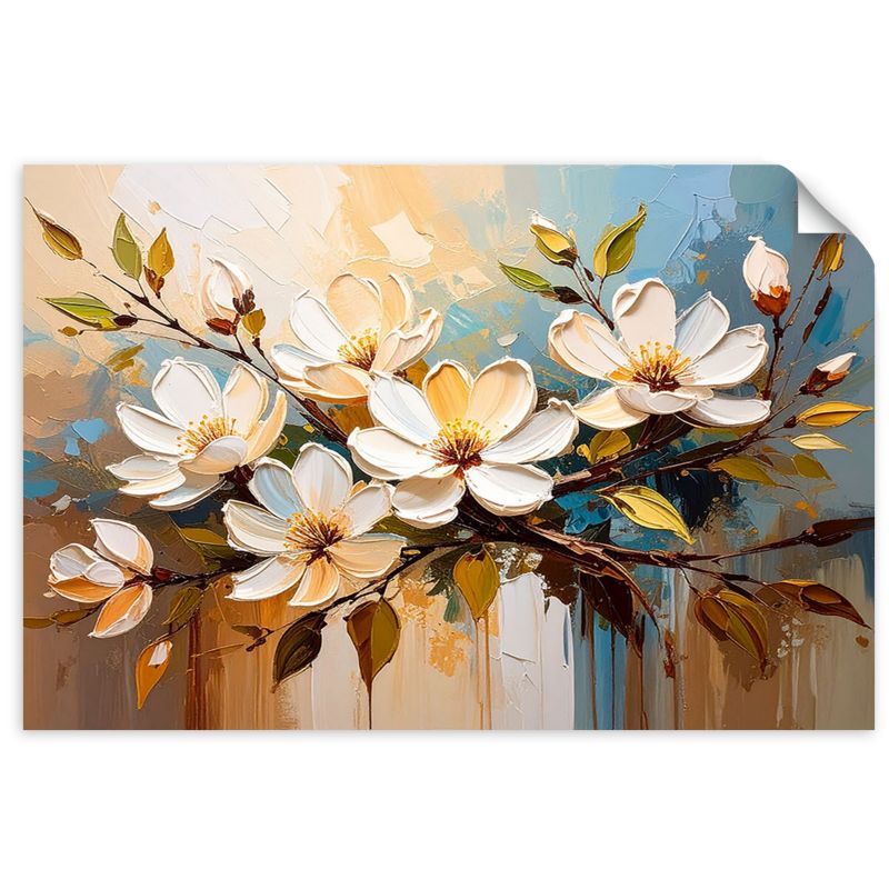 Naklejka na ścianę Feeby Białe Kwiaty Gałązki Natura 150x100cm 1szt