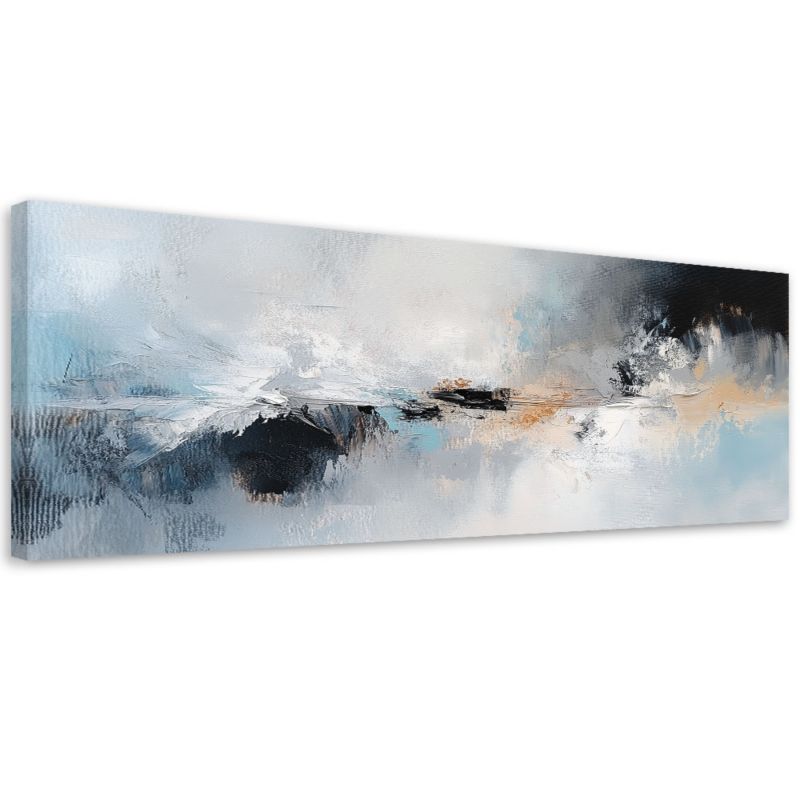 Obraz na płótnie Feeby Nowoczesna Abstrakcja Niebieski Szary Złoty 150x50cm 1szt