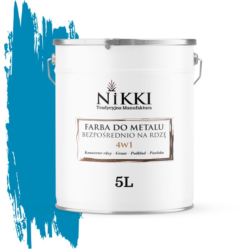 Farba do Metalu Antykorozyjna 4w1 NIKKI Niebieski jasny RAL5012 Satyna 5L