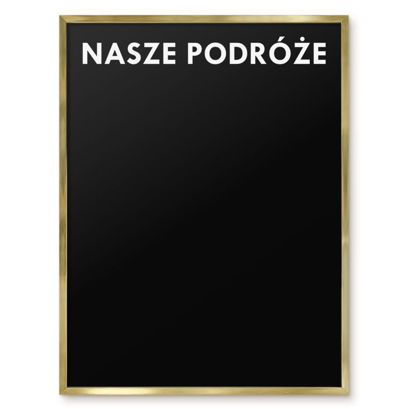 Tablica Na Magnesy Z Podróży Tulup 60x80 cm Nasze podróże 7 - Złota rama Do salonu, sypialni 1 szt.