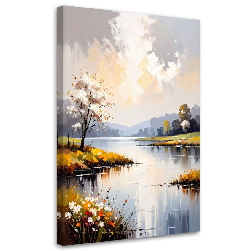 Obraz do salonu sypialni Feeby Krajobraz Jezioro Drzewa Natura 80x120cm 1szt