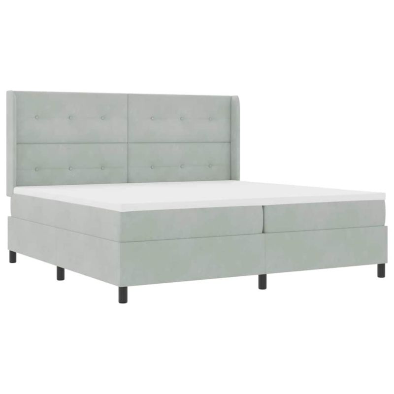 Łóżko z materacem WaszeMeble 200x220 cm Jasnoszary aksamit z LED WM-3343886 1 szt.
