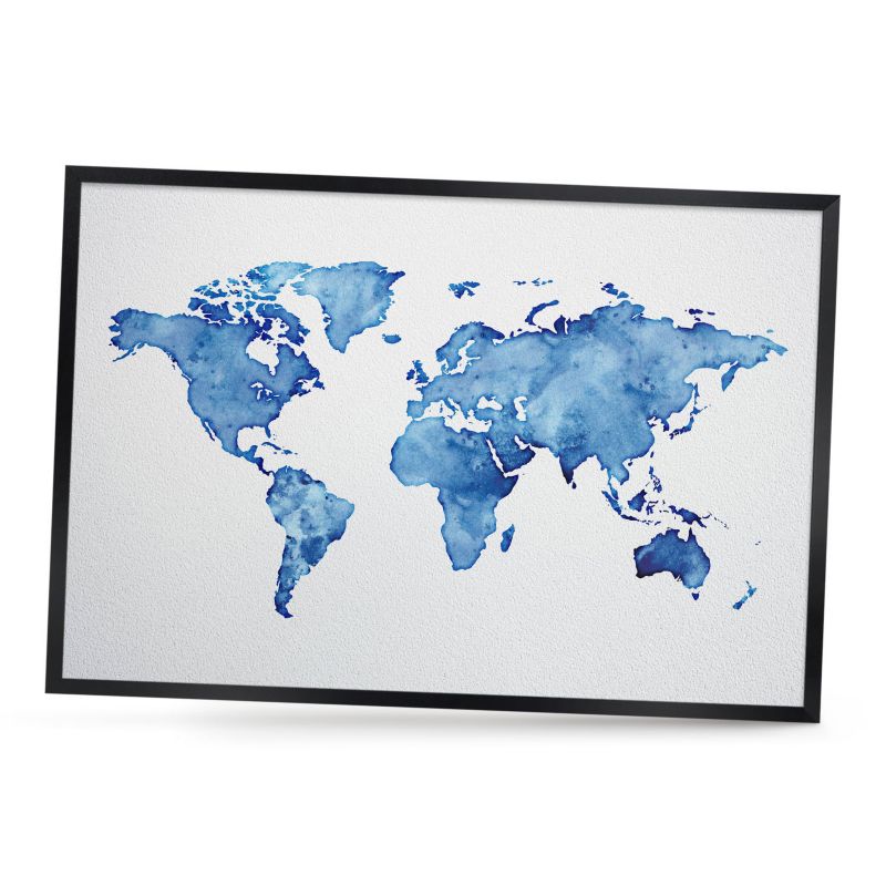 Tablica magnetyczna dekoracyjna ArtPrintCave 60x40 Akwarelowa mapa w czarnej ramie 1szt