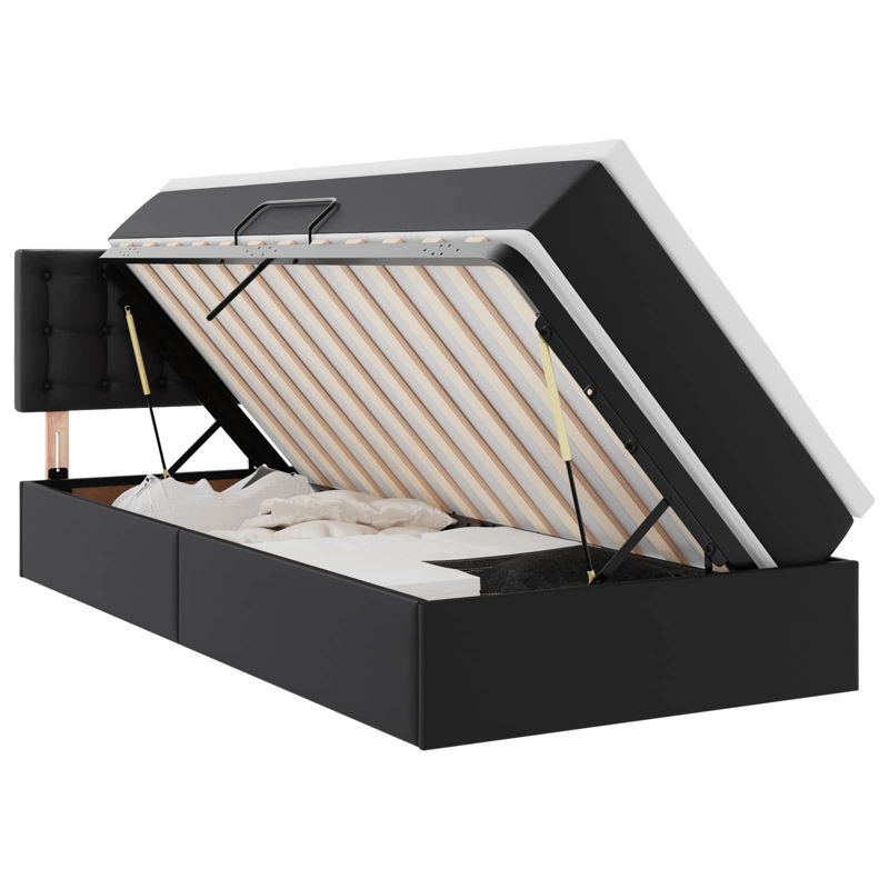 Łóżko Kontynentalne WaszeMeble z Materacem 90x190 cm Czarne WM-3370373 1 szt.