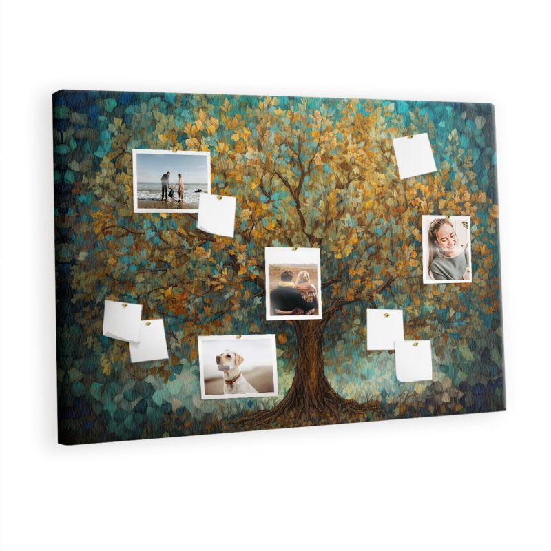 Ozdobna Tablica Korkowa Tulup 120x80 cm Drzewo mozaikowe Nowoczesna tablica Pinezki metaliczne 1 kpl