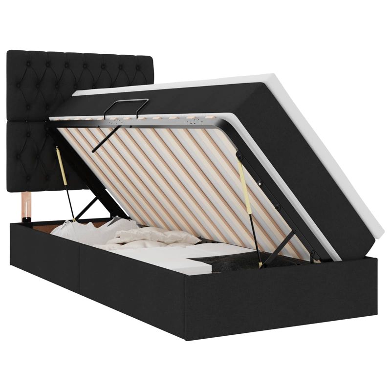 Łóżko Kontynentalne WaszeMeble z Materacem 90x190 cm Czarne WM-3371813 1 szt.