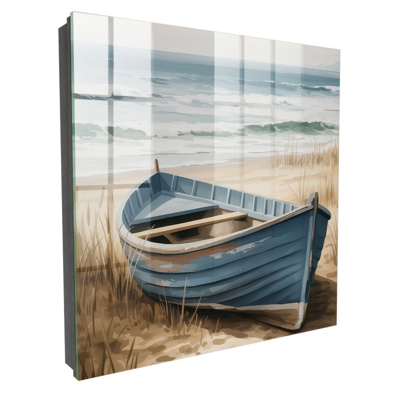 Skrzynka Na Klucze Szkło Hartowane Tulup 30x30 cm Plaża łódź - Czarna - Otwierana na prawo 1 szt.