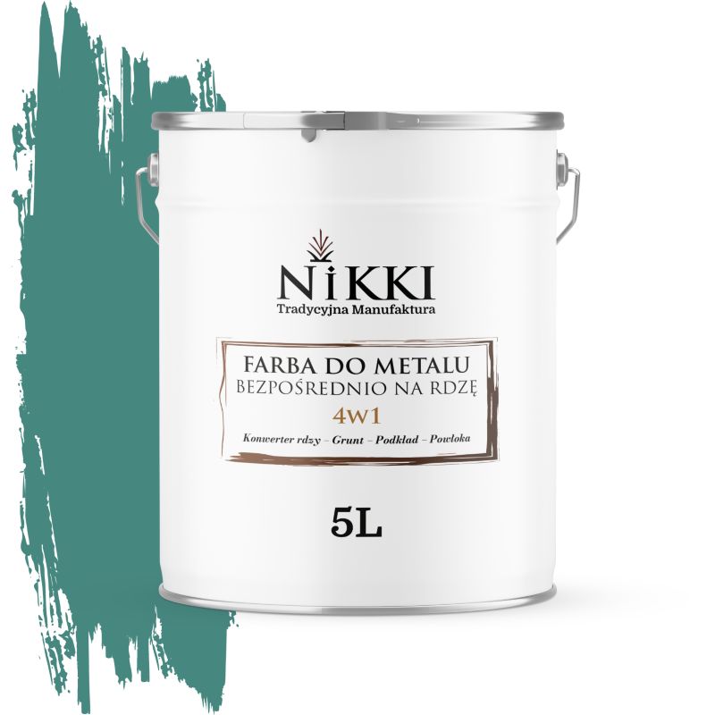 Farba do Metalu Antykorozyjna 4w1 NIKKI Turkus miętowy RAL6033 Półmat 5L