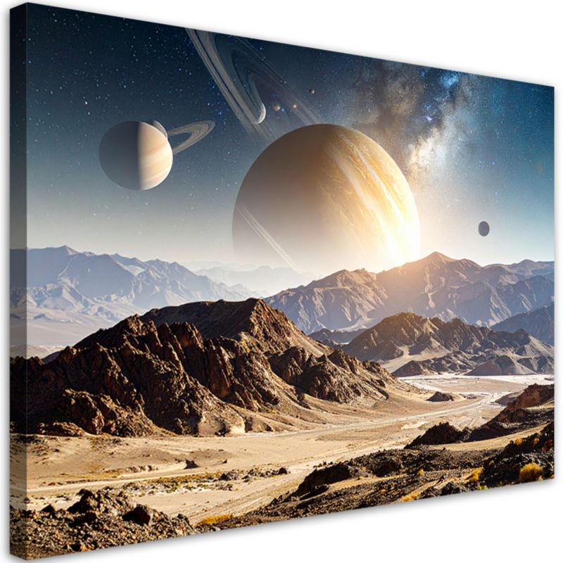 Obraz do salonu sypialni kuchni biura hotelu Feeby Planety kosmos góry 45x30cm 1szt