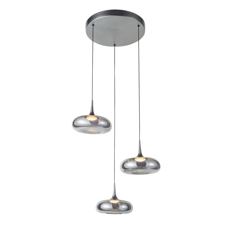 Lampa wisząca opływowe klosze Italux Tenele srebrna LED 21W 3000K 1300lm IP20 -1 szt.