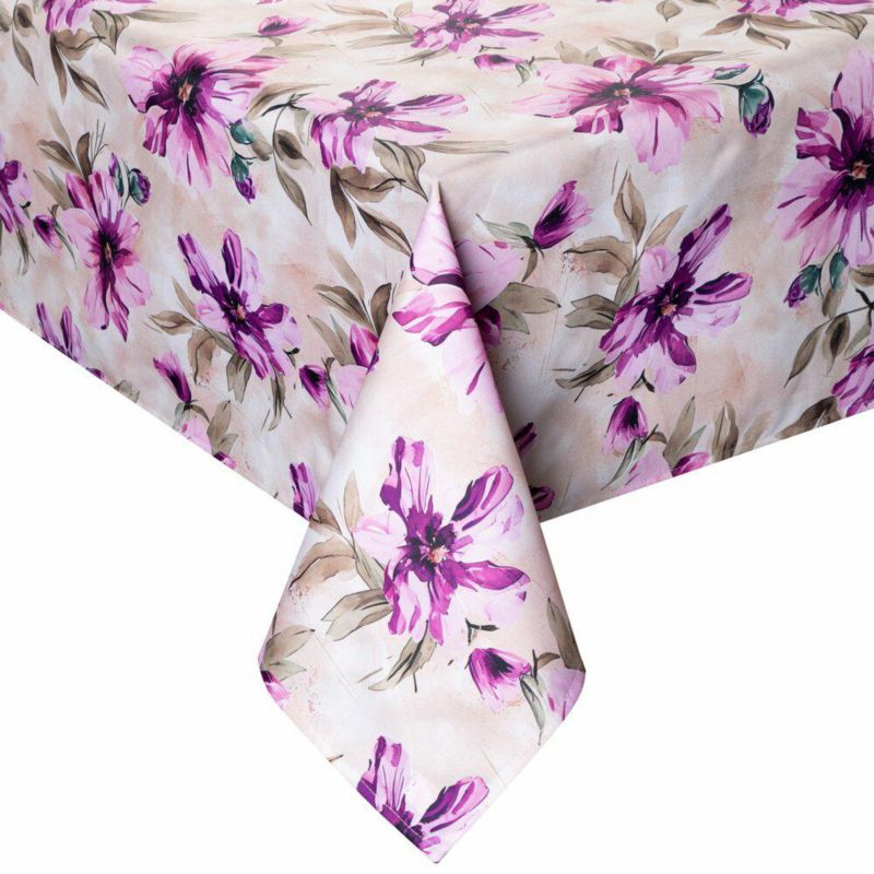 Obrus ogrodowy GARDEN/29G Eurofirany 140x220 cm kwiaty kwiaty kremowy różowy wodoodporny na taras 1 szt.