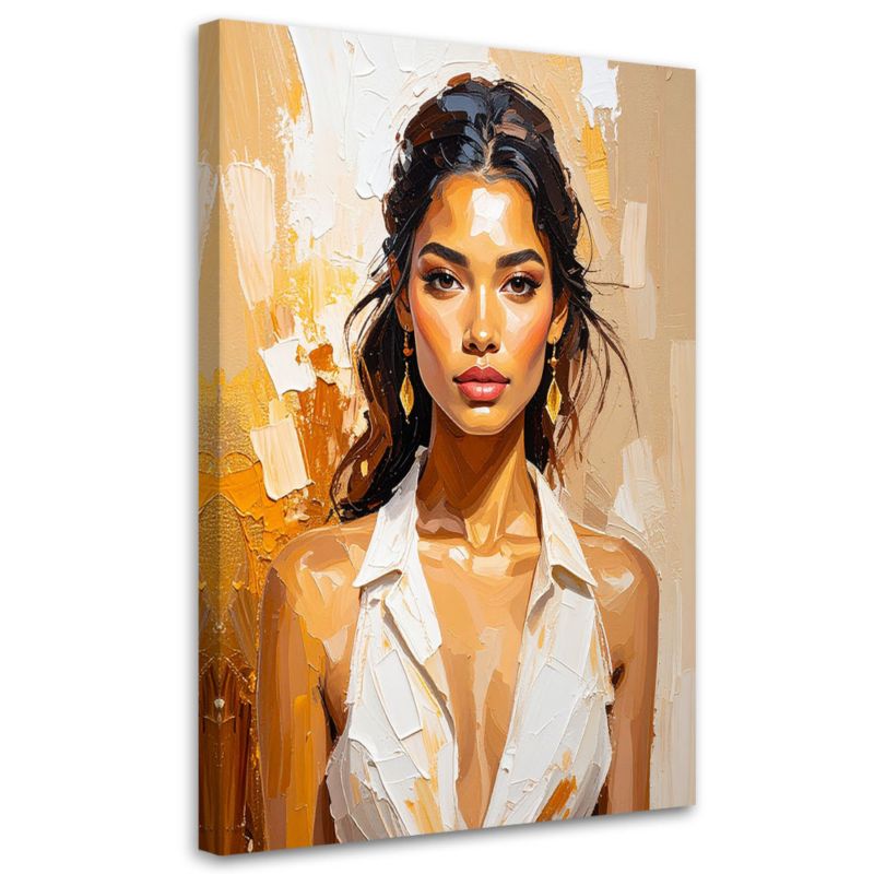 Obraz do salonu sypialni Feeby Portret Kobiety Glamour w beżu 40x60cm 1szt