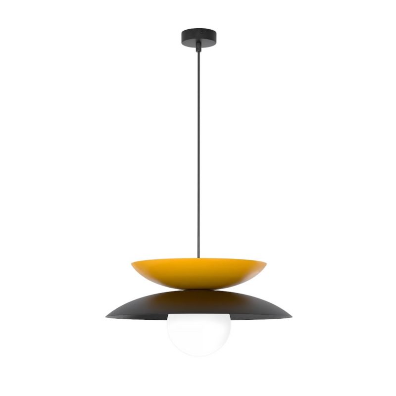Lampa wisząca warstwowe dyski z kulą Emibig NAGOYA czarno-pomarańczowo-biała 1xG9x8W IP20 wym:140x41x41cm - 1 szt.