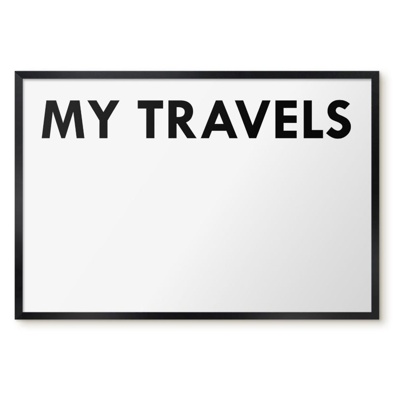 Tablica Magnetyczna Do Notatek Tulup 60x40 cm My travels 2 - Czarna rama Do salonu, sypialni 1 szt.